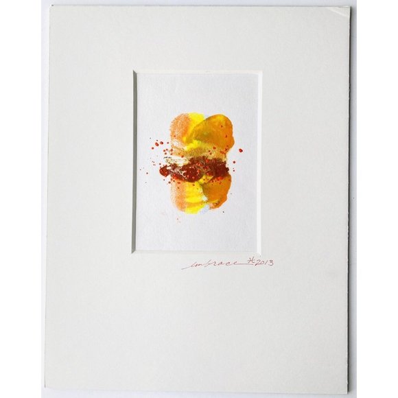 Original Art ‘Embrace’ Encaustic Wax Painting Matted 14”x11" Frame Ready - Picture 2 of 5